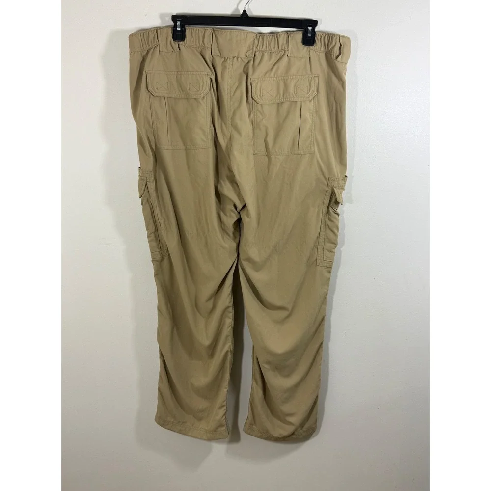 Duluth Trading Men's 2XL x 32 Cargo Pants Tan Relaxed Fit Nylon Hiking Utility